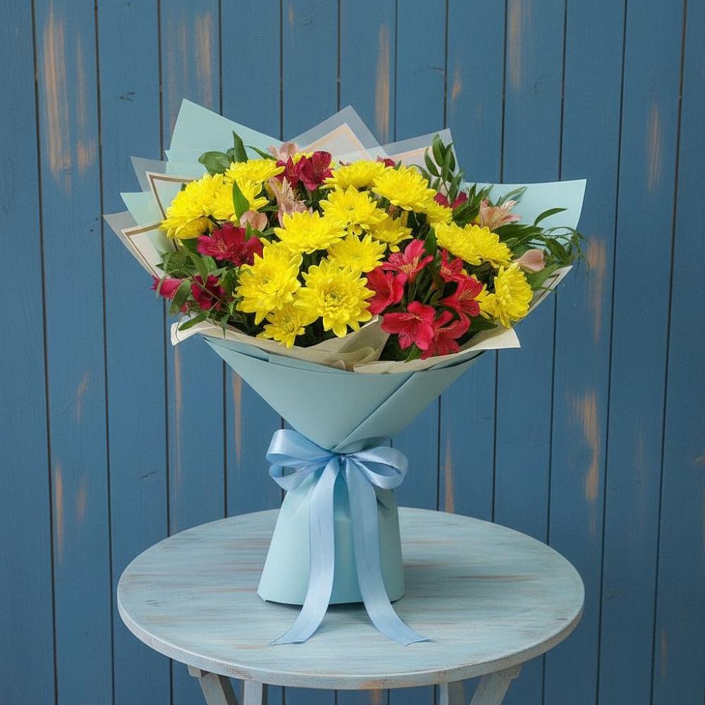 Букет цветов из: Альстромерии и Хризантемы в Муриково