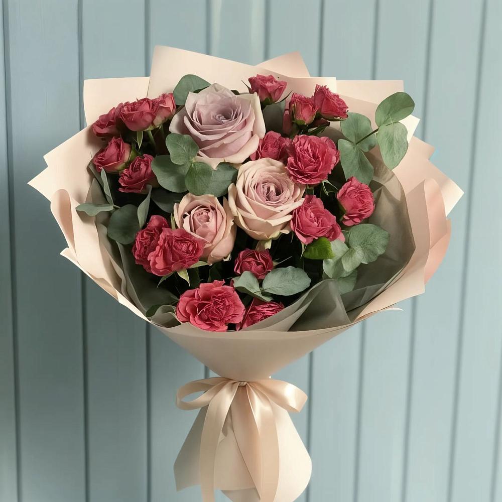 Букет цветов из: Гвоздики и Розы в Муриково