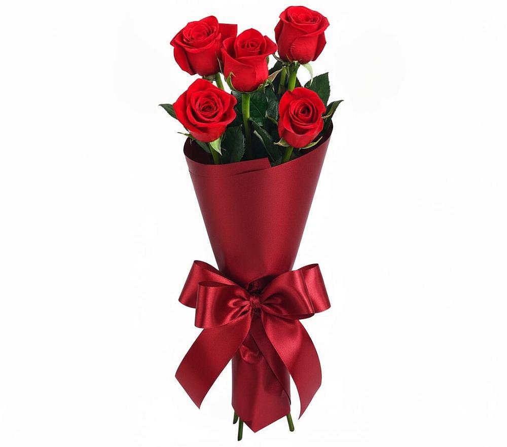 Букет 5 Красных роз Эдлесс Лав в Муриково