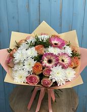 Букет цветов из:  Розы, Герберы и Хризантемы в Муриково