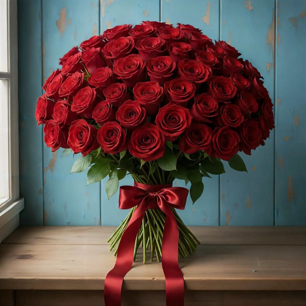 Букет Красные розы Блэк Меджик в Муриково