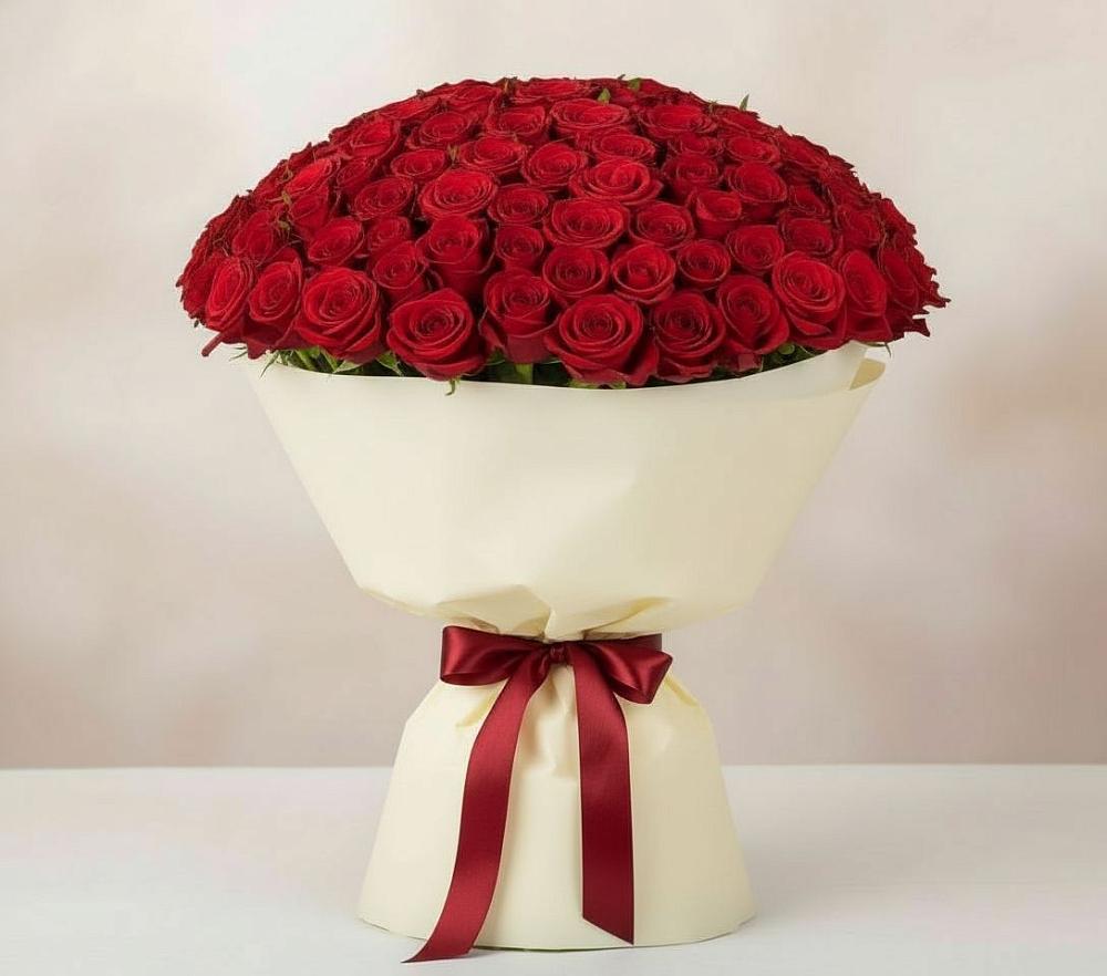 Букет 101 Красная роза Милано в Муриково
