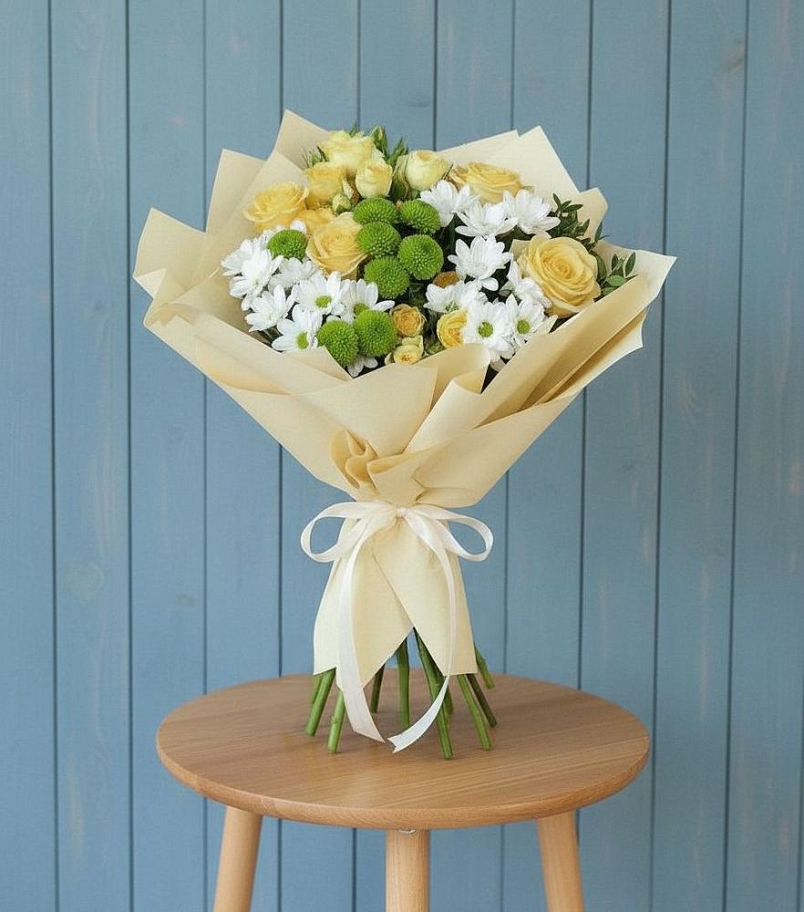 Букет цветов из: Хризантемы и Розы в Муриково