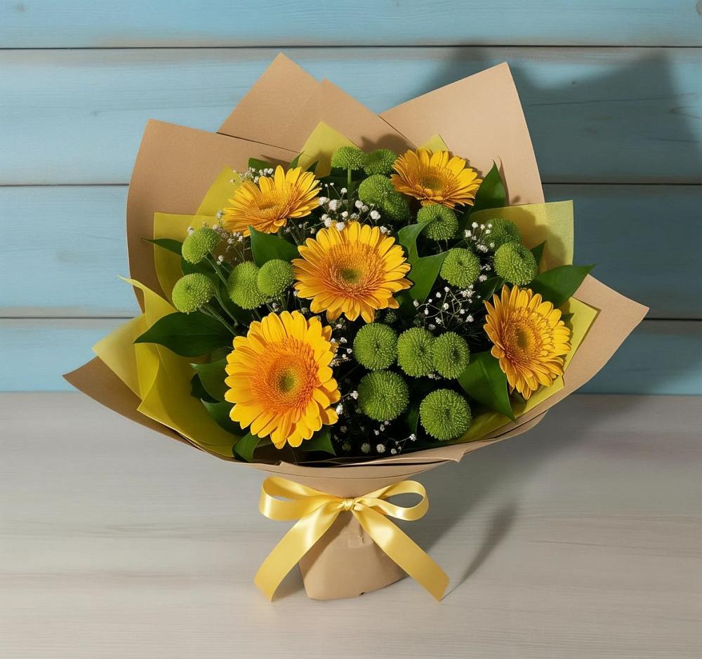 Букет цветов из: Герберы и Хризантемы в Муриково