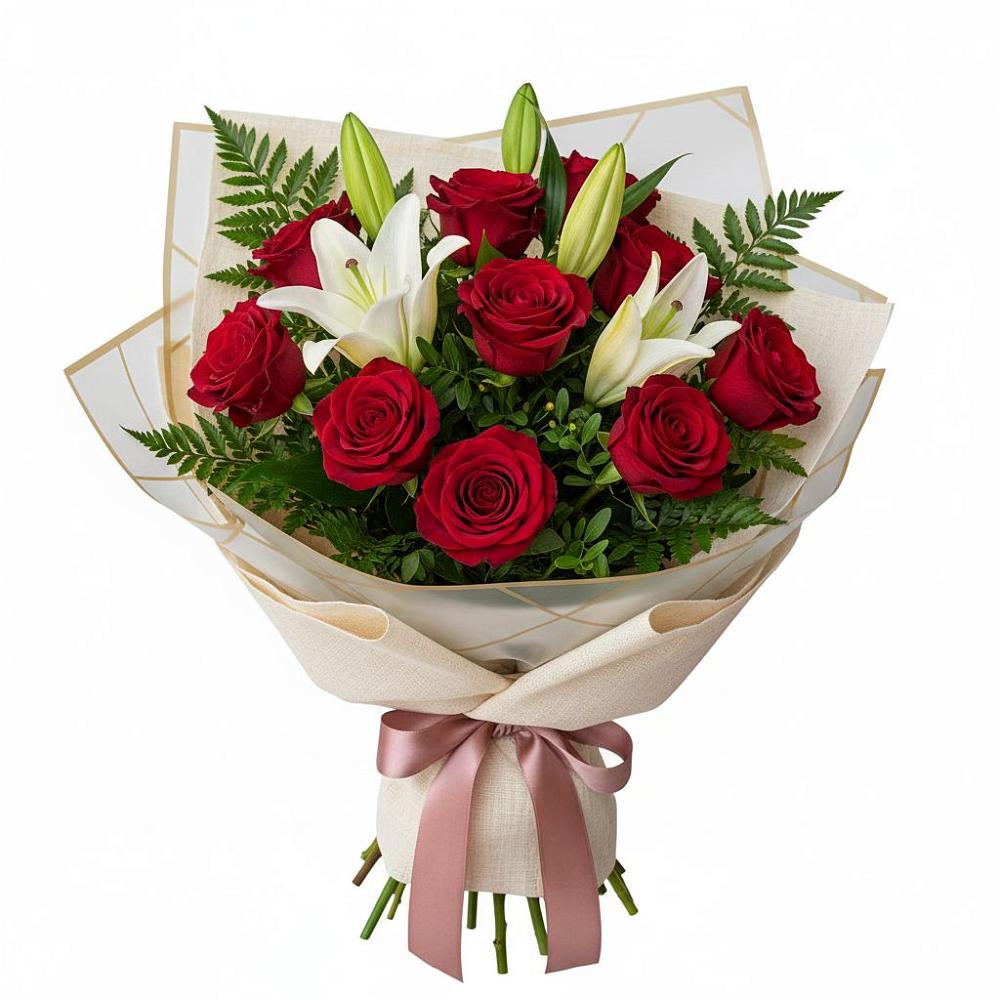 Букет цветов из: Лилии и Розы в Муриково