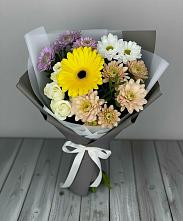 Букет цветов из:  Розы, Герберы и Хризантемы в Муриково