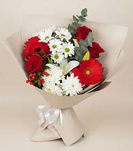 Букет цветов из:  Розы, Хризантемы, Герберы и Лилии в Муриково