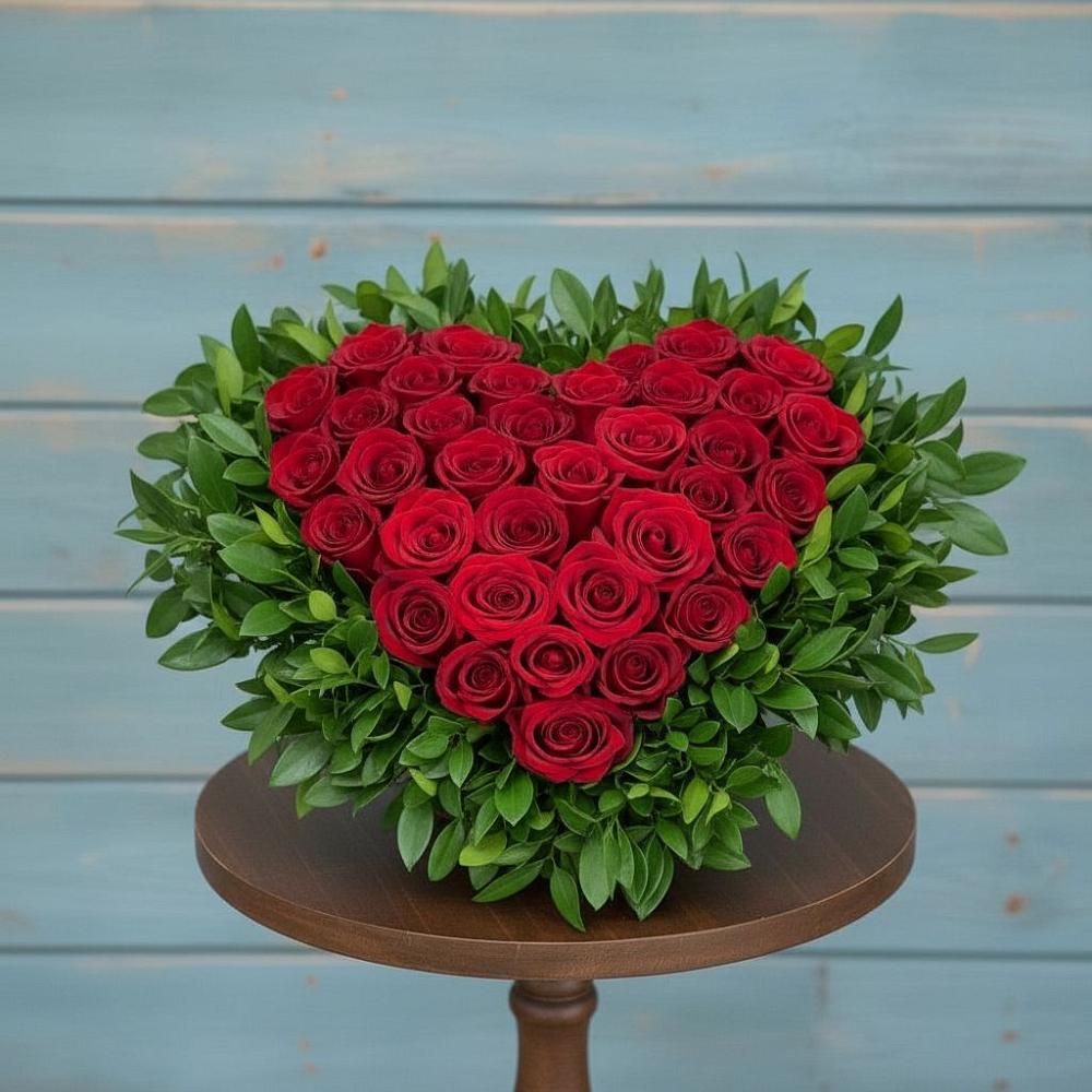 Цветочная композиция из Розы в виде сердца в Муриково