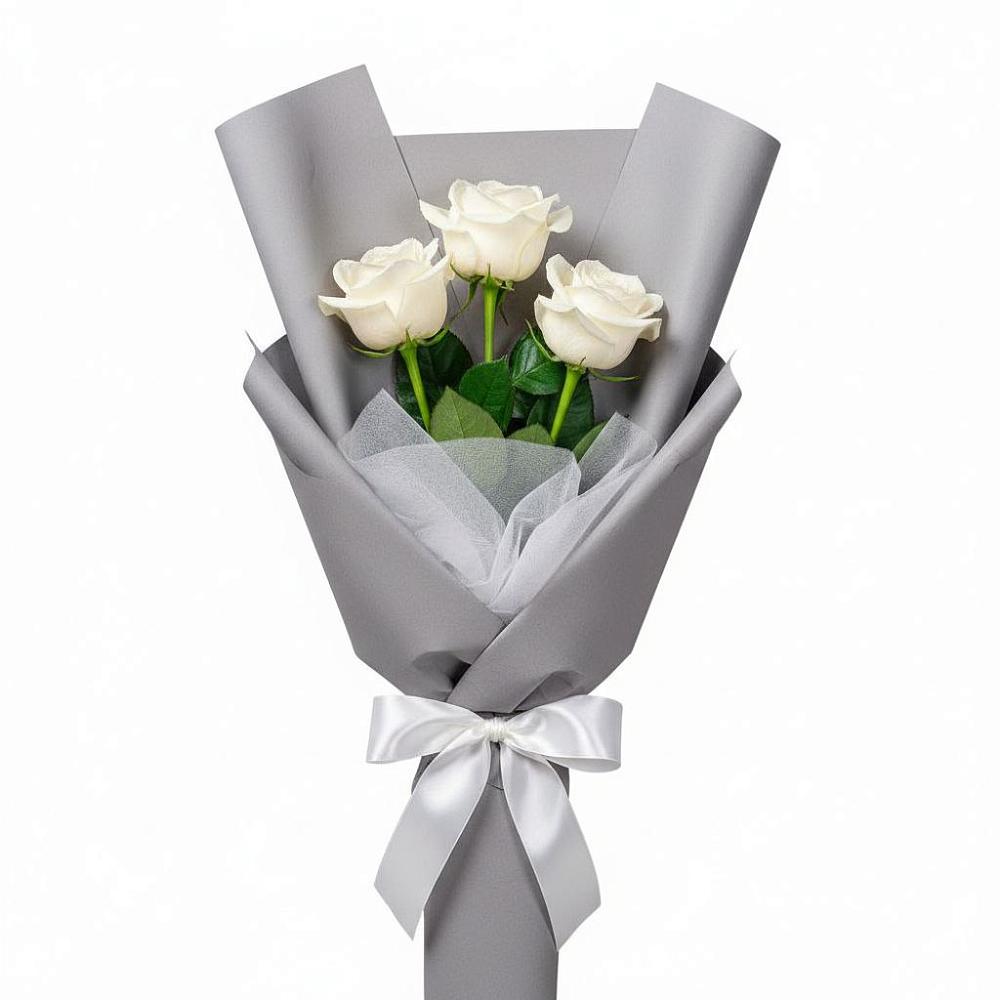 Букет 3 белые розы в Муриково