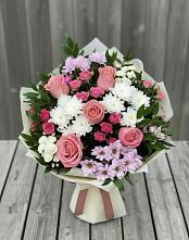 Букет цветов из:  Альстромерии, Гвоздики, Розы и Хризантемы в Муриково