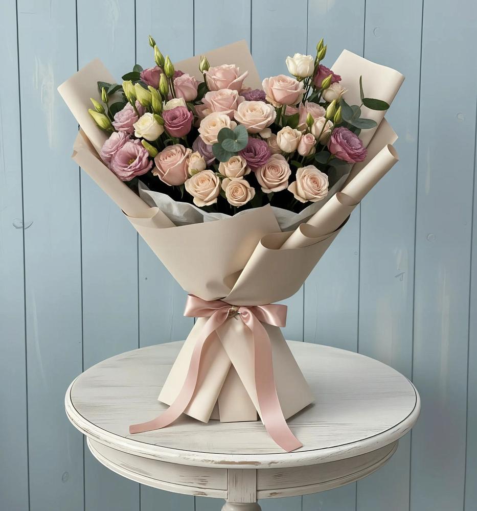 Букет цветов из: Розы и Лизиантусы в Муриково