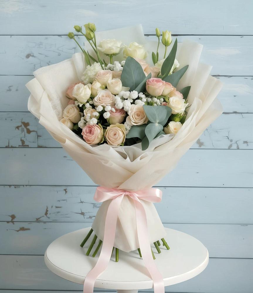 Букет цветов из: Розы и Лизиантусы в Муриково