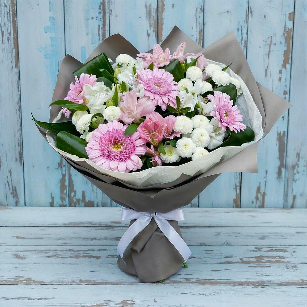 Букет цветов из: Герберы, Альстромерии и Хризантемы в Муриково
