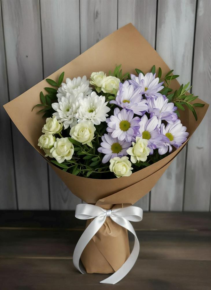 Букет цветов из: Хризантемы и Розы в Муриково